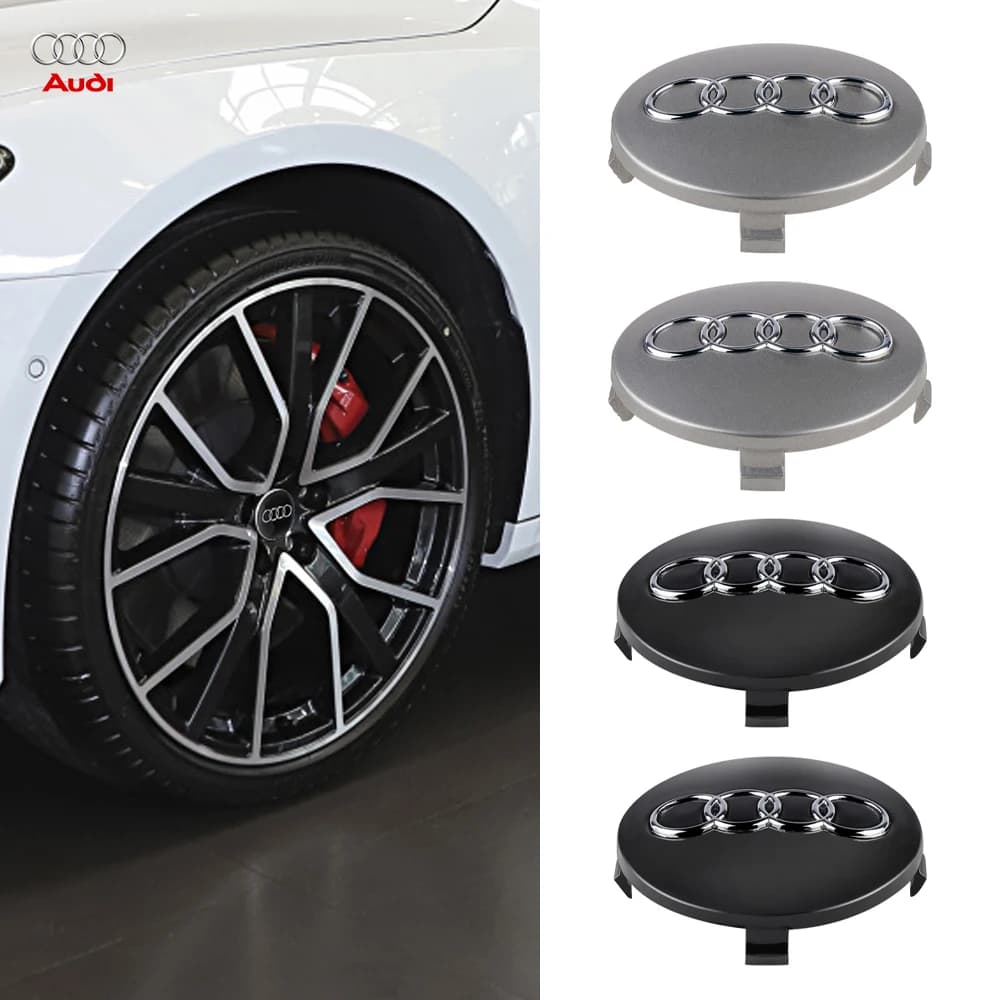 4 Pezzi Originali Coprimozzi da 59mm per Cerchioni Auto, Ricambio per Audi A8 A3 RS5 A1 A5 A4 B8 Q5 Q3 TT Q2L Sline A7 S3