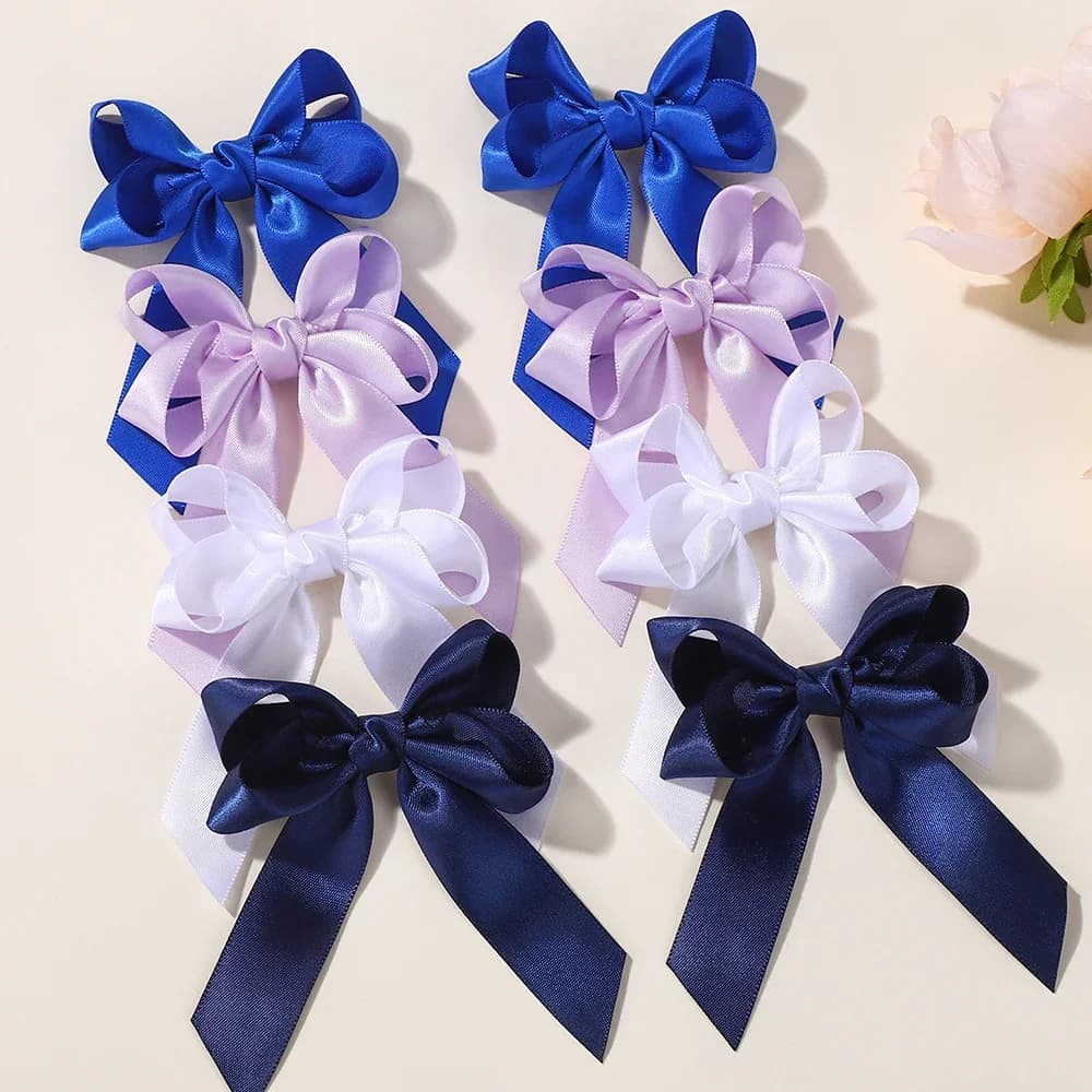 BABY BOWS 2 pezzi Cheer Up Bowknot Fermagli per capelli per ragazza Nastro tinta unita Archi Forcine Hairgripe Boutique per bambini Accessori per capelli
