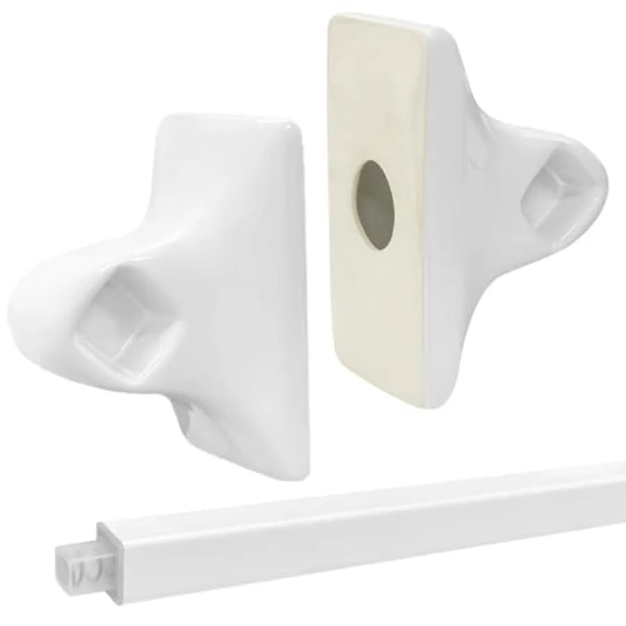 Set di Portasciugamani Regolabili da 24 Pollici - 2 Pacchi di Staffe in Ceramica Bianca + Asta di Ricambio con Molla, Montaggio a Parete Piatta/Piastrelle M