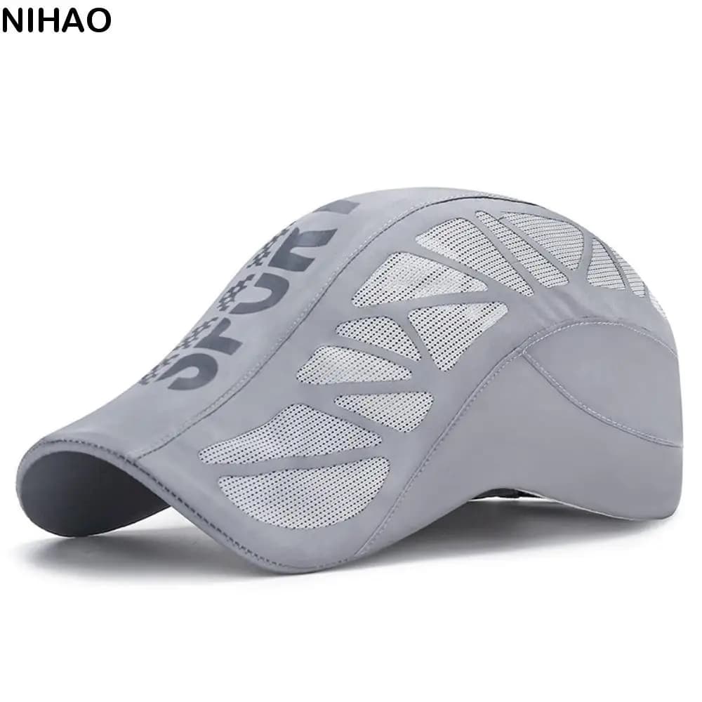 Men's Breathable Solar Protection with Visiera Parasol with Letter Printing Quick Drying Banner Hat Light Flat Hat Sports Beret Hat