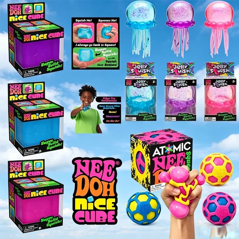 Squishy Schylling Needoh Nice Cube Sensory Nice-Sicle - Cubo Antistress e Antiansia per Concentrazione e ADHD