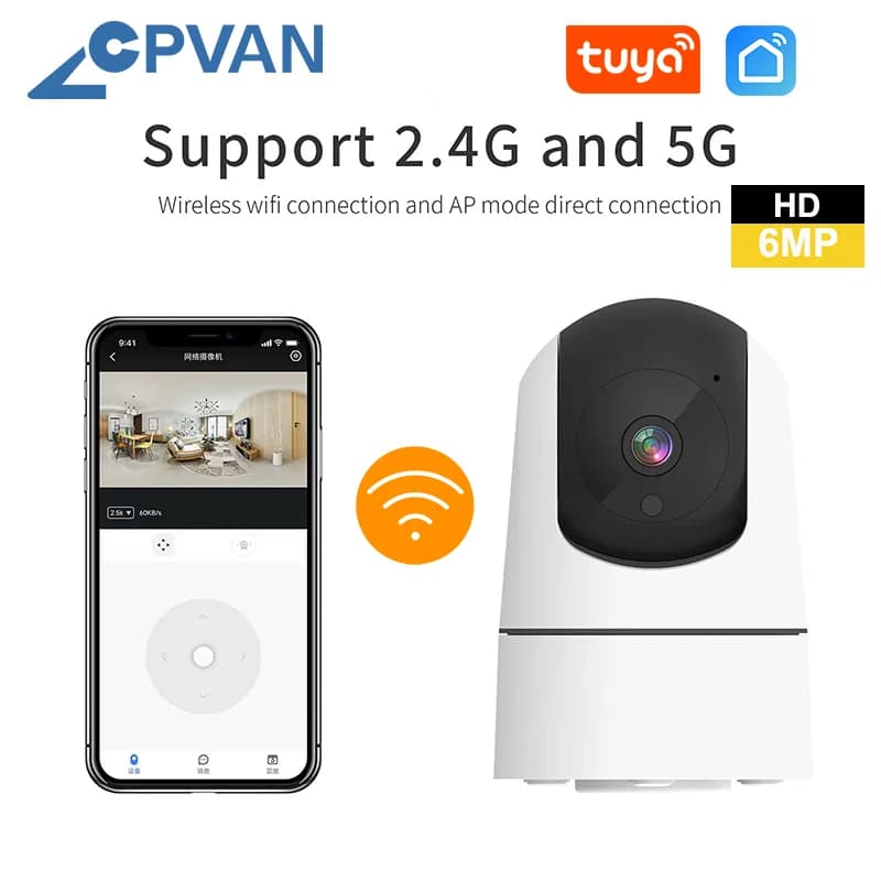CPVAN 6MP WIFI Camera Tuya Smart home telecamera di sorveglianza IP wireless per interni con telecamera di sicurezza per baby monitor di rilevamento del movimento