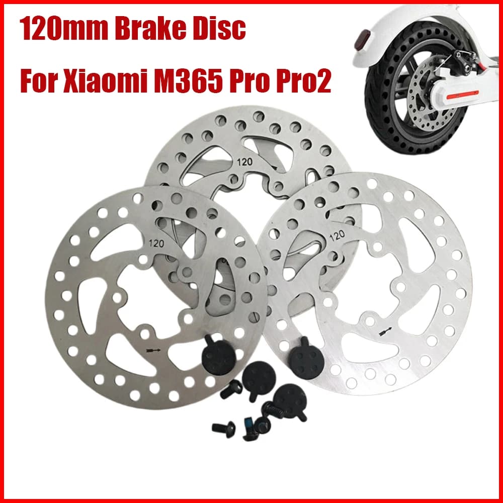 Kit Freno a Disco da 120mm con 2 Pastiglie e Viti per Monopattino Elettrico Xiaomi M365 Pro - Accessori Freno a Disco per Monopattino Mi 365