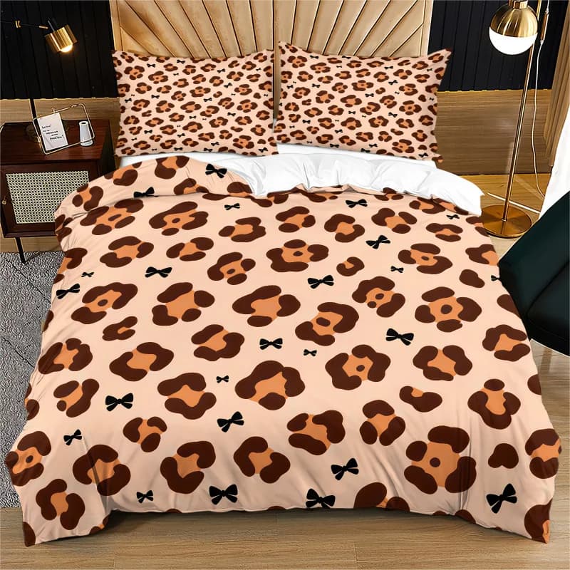 Trendy Leopard Print Duvet Cover Set Comforter Cover Bedding Set No Filler Fashion Adult Bedroom Digital Decor