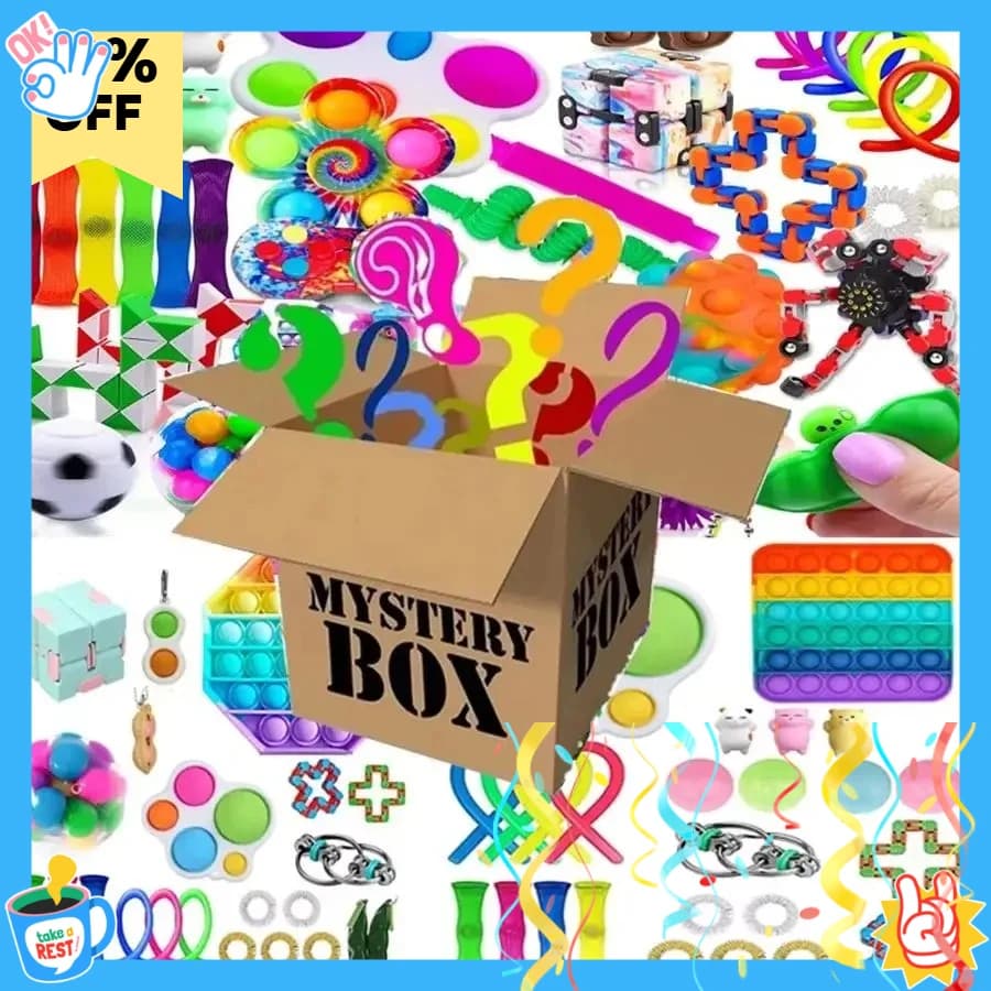 Mystery Fidget Toy Set 6-50PCS, Random Surprise Pack with 300 Assorted Stress Relief Toys for Kids