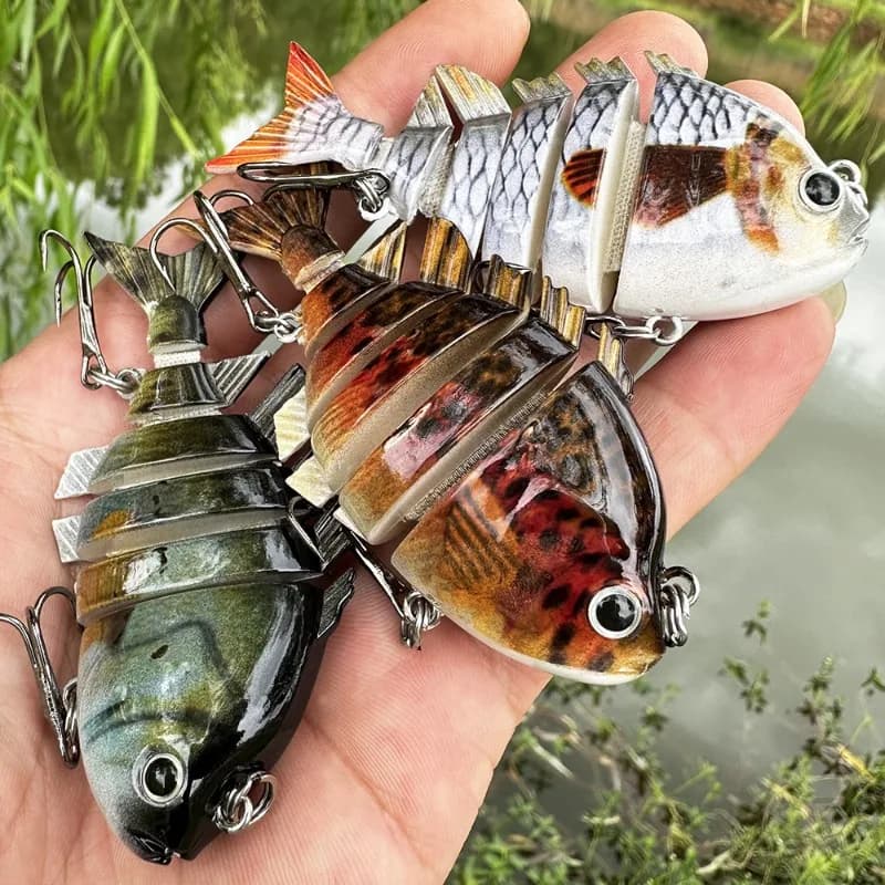 Esche artificiali multi-articolate da 8 cm e 16 g, a forma di tilapia realistica, esche dure con amo triplo, esche multi-articolate per la pesca al black bass.