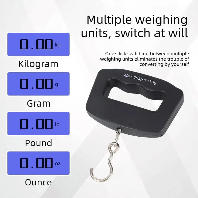 50kg Multifunctional Handheld Portable Digital Spring Weigh Scale for Fishing Luggage Courier Parcel Kitchen Food Travel Outdoor