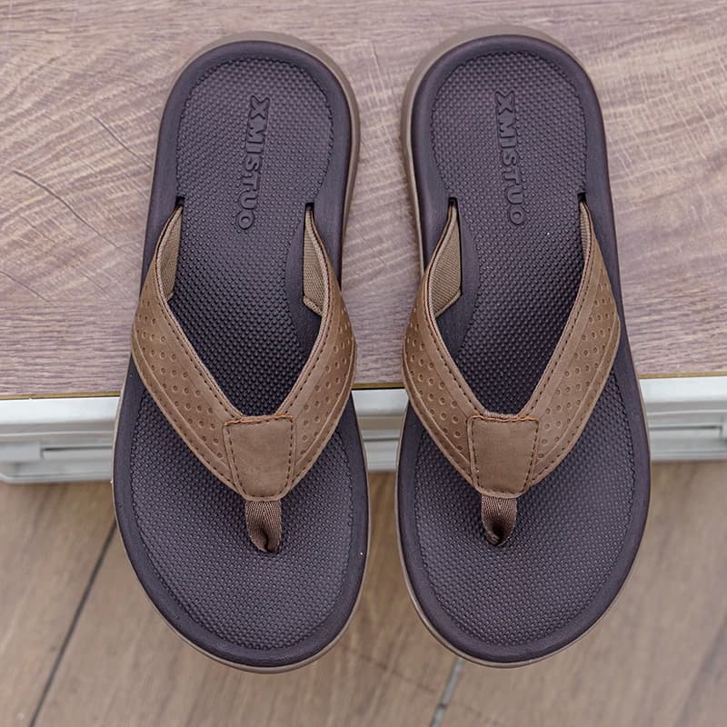 Men's Summer Retro-Style Thick-Soled Arch-Support Flip-Flops for Outdoor Use and Beach Wear