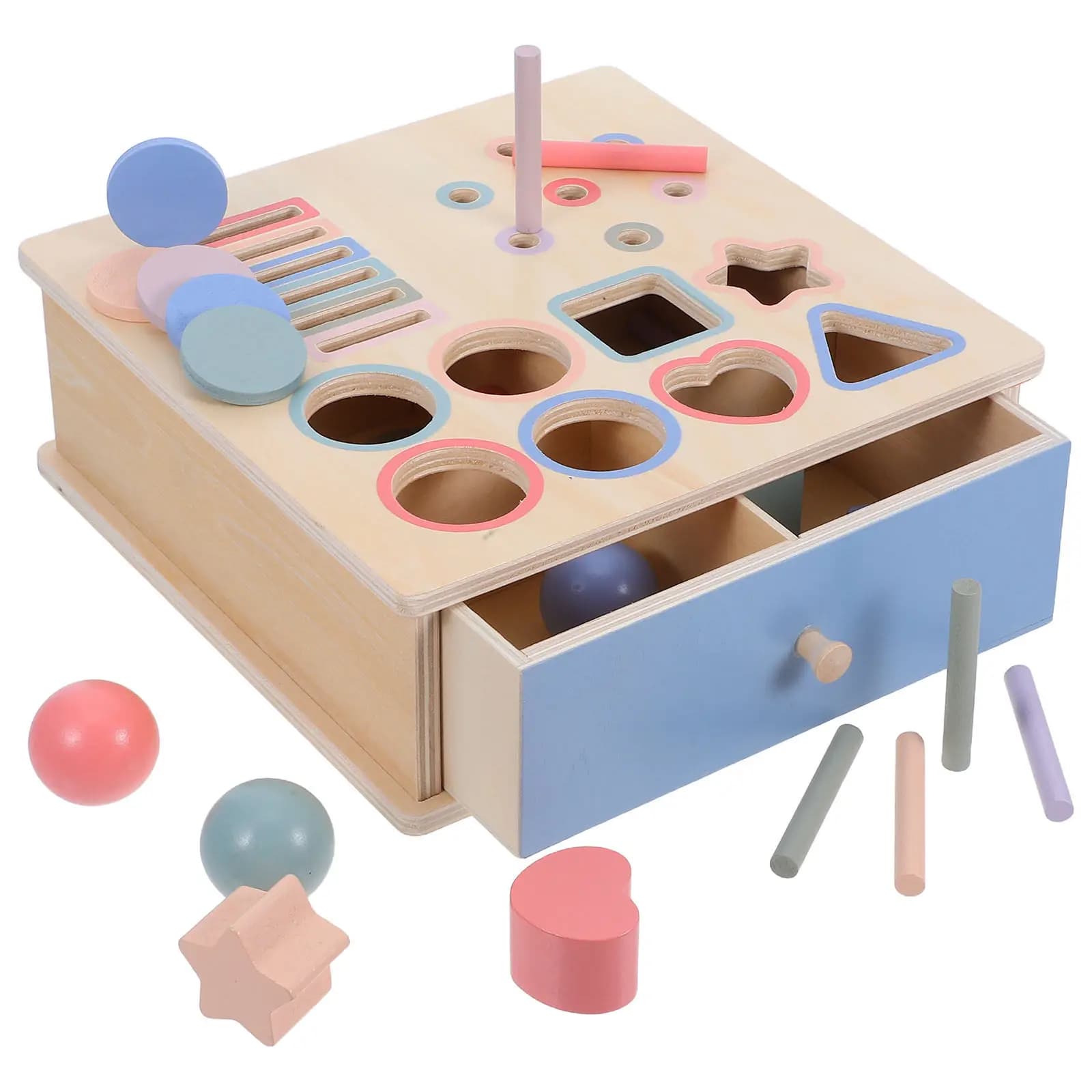 Set Montessori per Bambini, Puzzle in Legno con Forme Geometriche, Gioco Educativo per lo Sviluppo Cognitivo Precoce