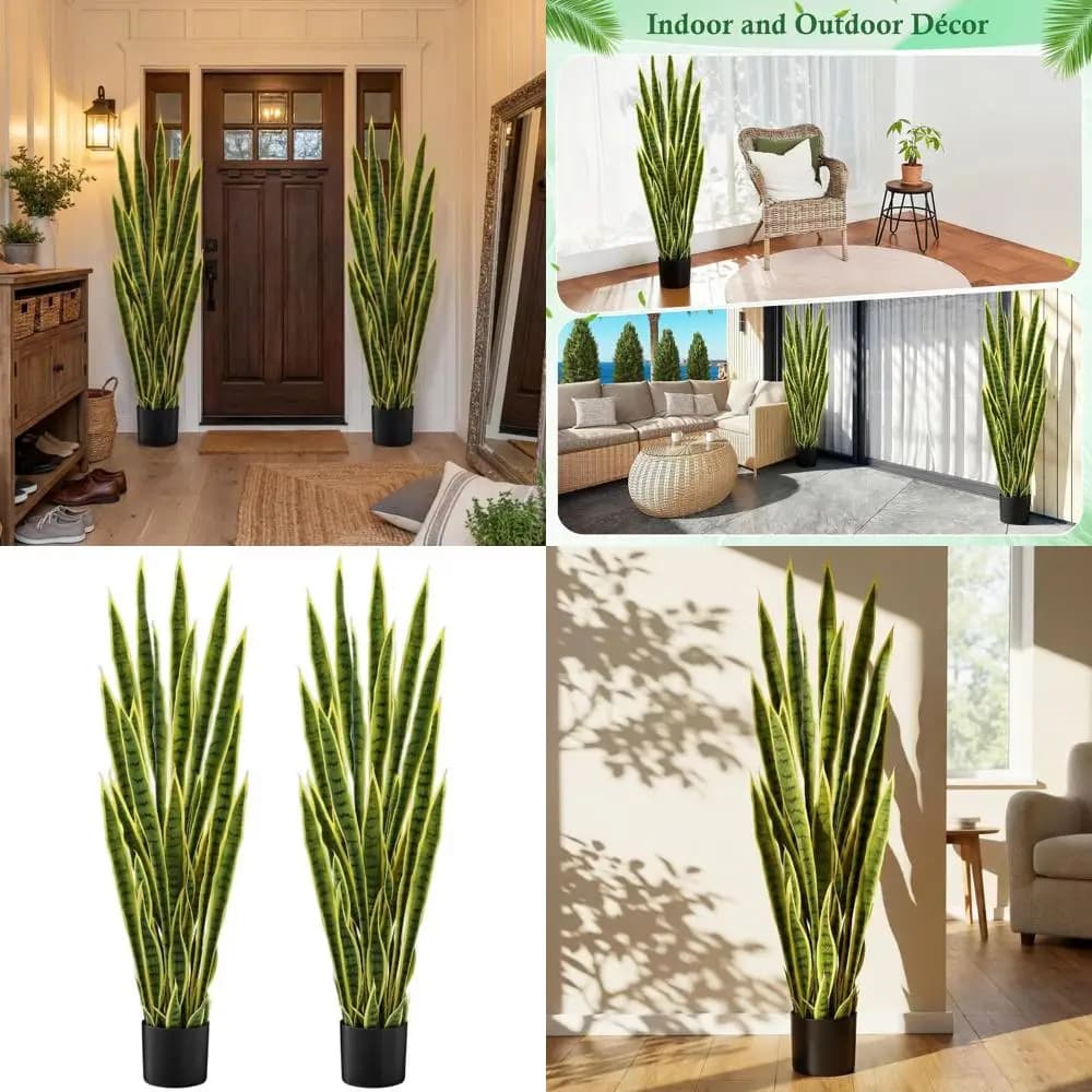 Pair of Artificial Plants in Sansevieria Alte 1,15m, Large Sansevieria for Vasi or Office, Ideal Gift for House Inauguration