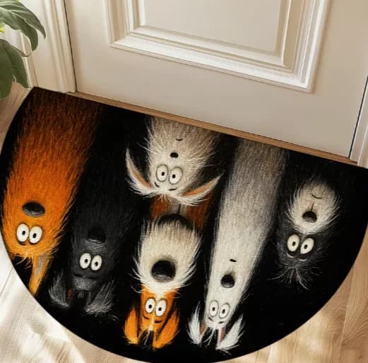 Sei tappetini circolari con cani dei cartoni animati con diverse espressioni, per camere da letto, cucine, sale da pranzo, antiscivolo, comodi, decorazioni per le vacanze