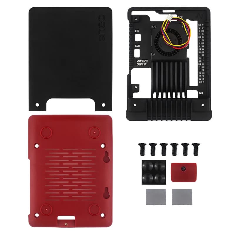 Adatto per Raspberry Pi 5, custodia in lega di alluminio con ventola di raffreddamento
