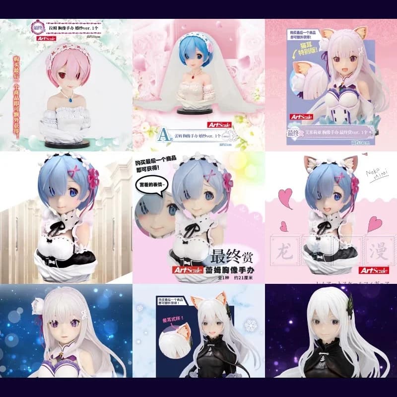 Zero Starting Life In Another World Rem Ram Bust Figure Cat Ear Wedding Dress Anime Pvc Collectible Chest Statue Desktop Ornamen