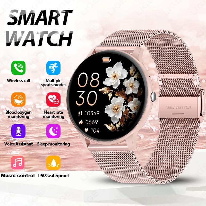 LIGE Smart Watch Women 1.39" HD Bluetooth Calling Answer/Make Calls Sports Health IP68 Waterproof Men Smartwatch for Android iOS