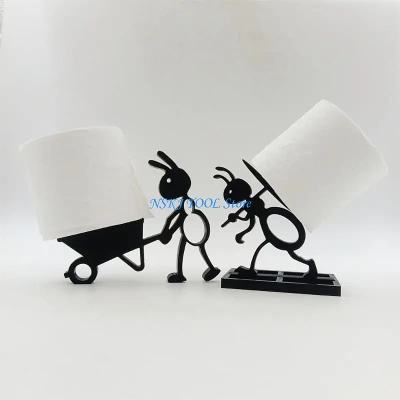 L8RC Toilet Paper Holder, Black formicidaeShape Paper Towel Holder, Base Widened, Thick Bottom Design, Good Stability, for Home
