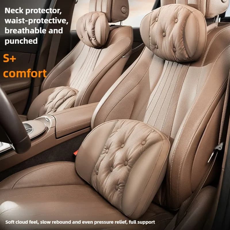 Poggiatesta universale per auto in pelle nappa e cuscino di supporto lombare Accessori per auto Comodi cuscini di supporto per collo e lombare per auto