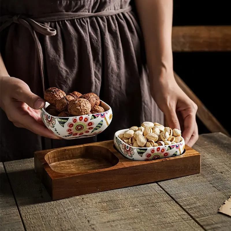 fiore frutta secca espositore ciotola di frutta in ceramica tavolo del soggiorno rinfreschi snack doppia griglia ciotola per la casa semplice
