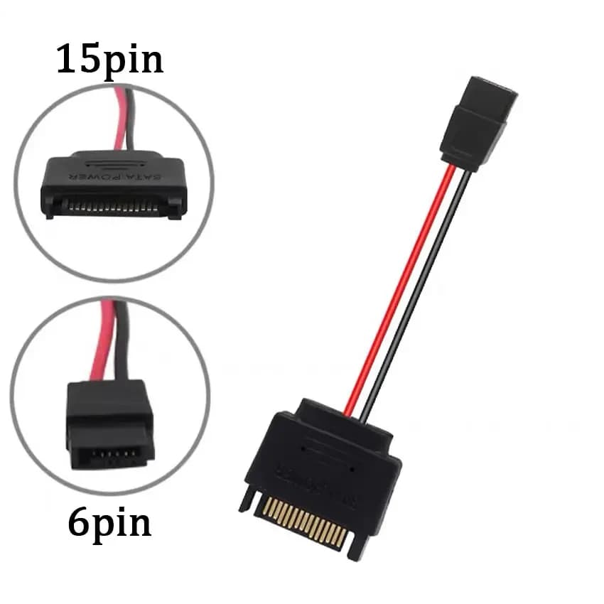 1/5/10PCS SATA 15-Pin Male To SATA 6-Pin Female Slimline Power Adapter Cable Laptop Optical Drive Cable