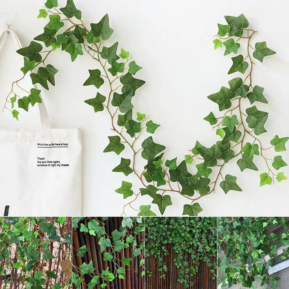 Ghirlanda Creativa di Edera Artificiale Verde 160cm, Foglie in Seta, 80 Foglie, Accessorio per Foto, Pianta Pendente, Ornamento da Parete