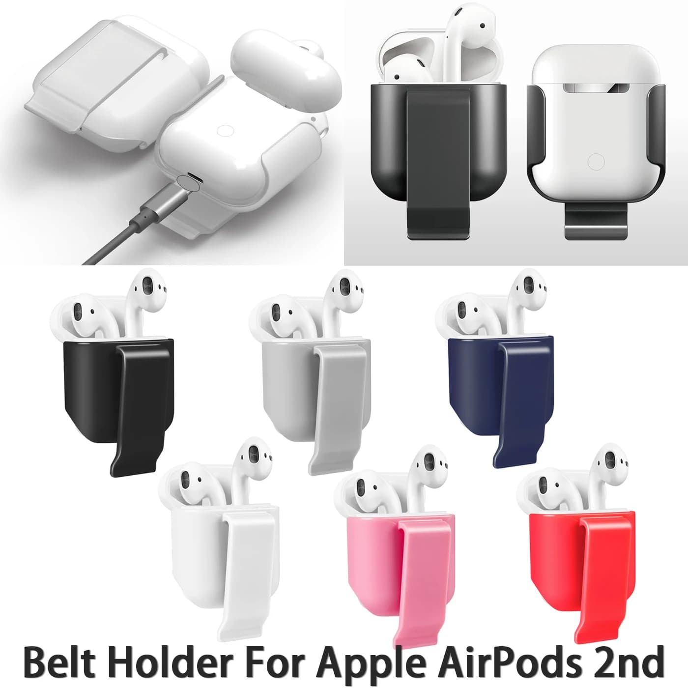 Per AirPods 1 e 2 Scomparto per cuffie Clip da cintura Custodia per auricolari Clip da cintura Supporto per fondina durevole Gancio Scatola per auricolari Clip in vita