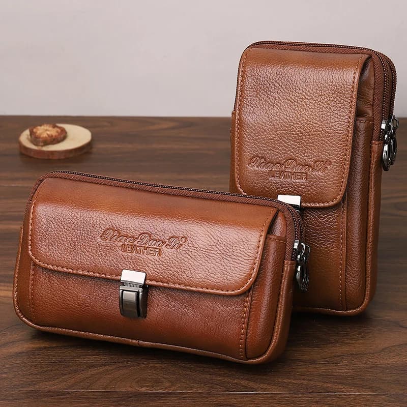 Borsa per uomo borsa a tracolla piccola borsa da uomo in pelle per cellulare con cintura da indossare borsa per cellulare da 5.5 "/6.5"