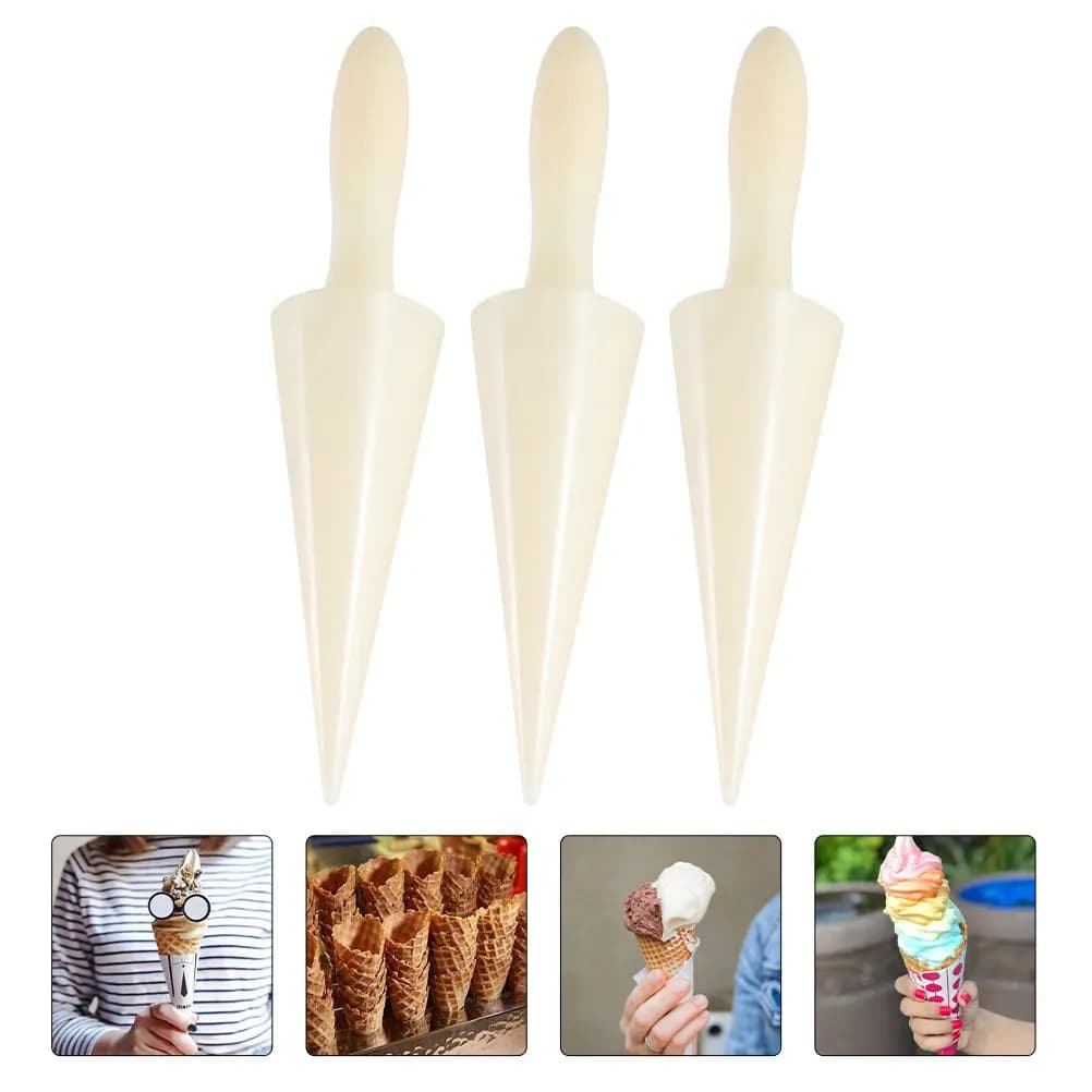 3Pcs Ice Cream Cone Shaper Silicone Waffle Cone Mold for Home Baking Ergonomic Handle Easy One-Press Molding Dessert Making Mold