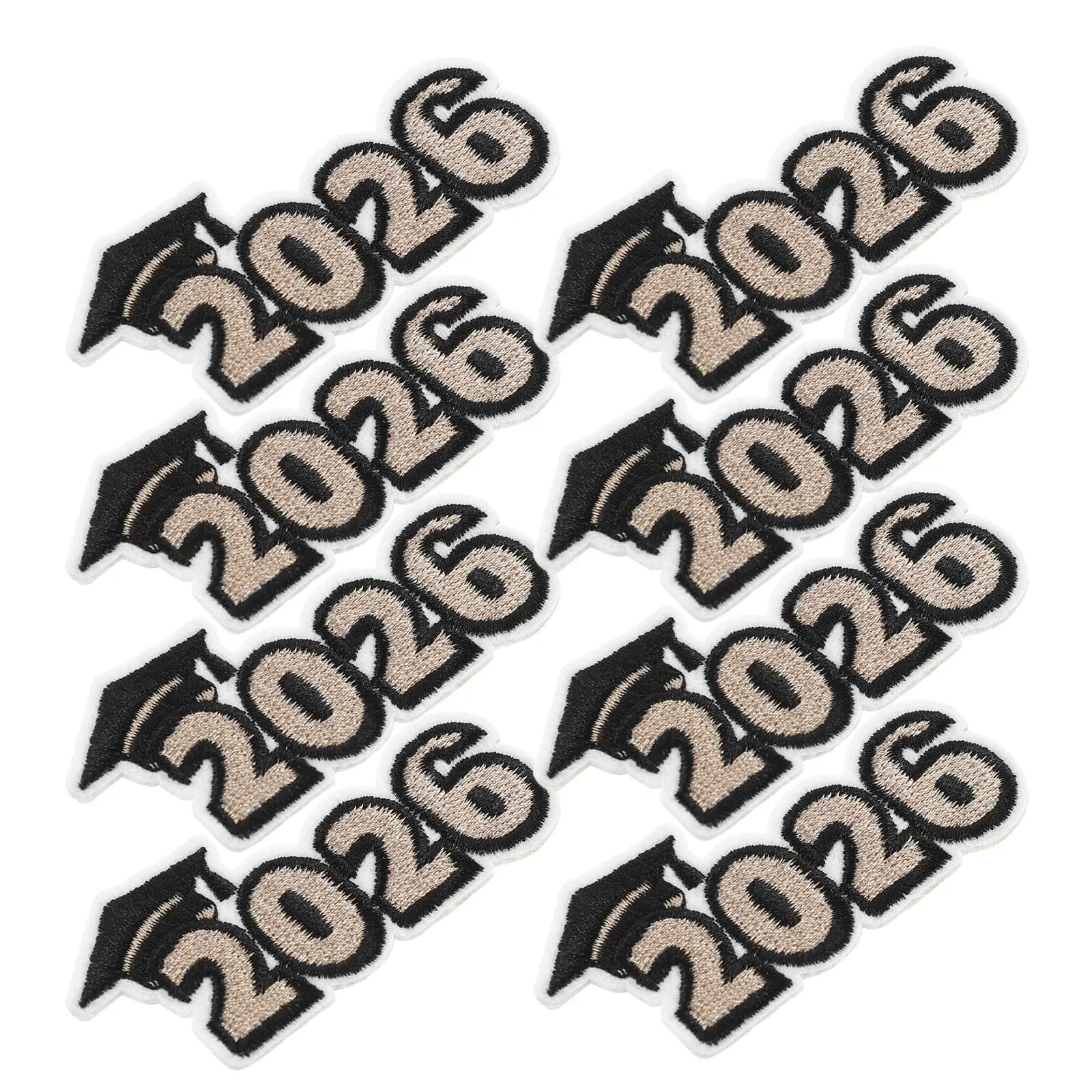 8Pcs Embroidered Graduation Iron- Patches Black Gold Perfect for Jackets Hats Backpacks School Gown Decor Season Appliques