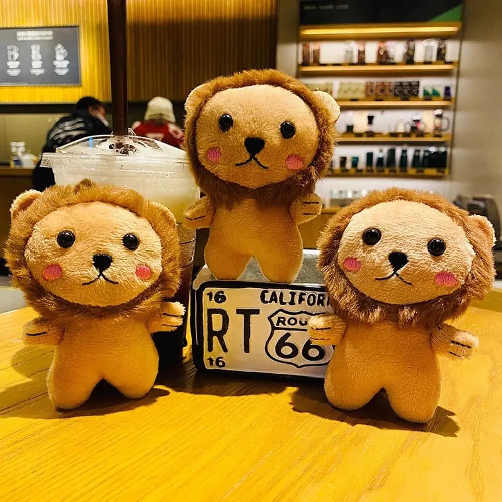Bagagli Peluche Cartone Animato Animale Bambola Peluche Peluche Portachiavi Leone Peluche Bambola Ciondolo Peluche Leone Portachiavi Peluche