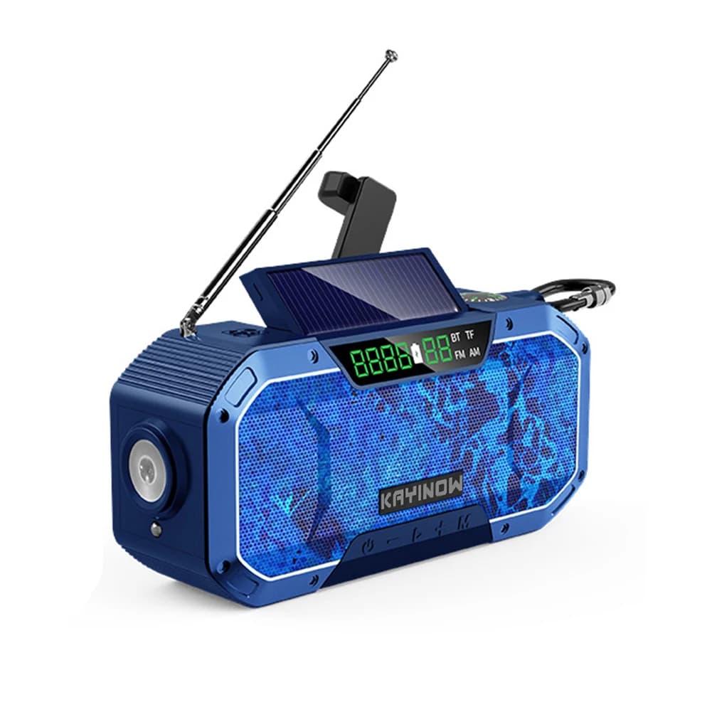 Hand Crank Solar Radio Multifunctional Portable Bluetooth-Compatible Speaker AM/FM Outdoor Emergency Radio with Flashlight
