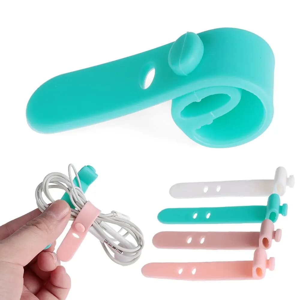 4/8 pezzi di cuffie in silicone avvolgicavo cinghie morbido cavo USB fascette portaoggetti organizzatore clip per auricolari