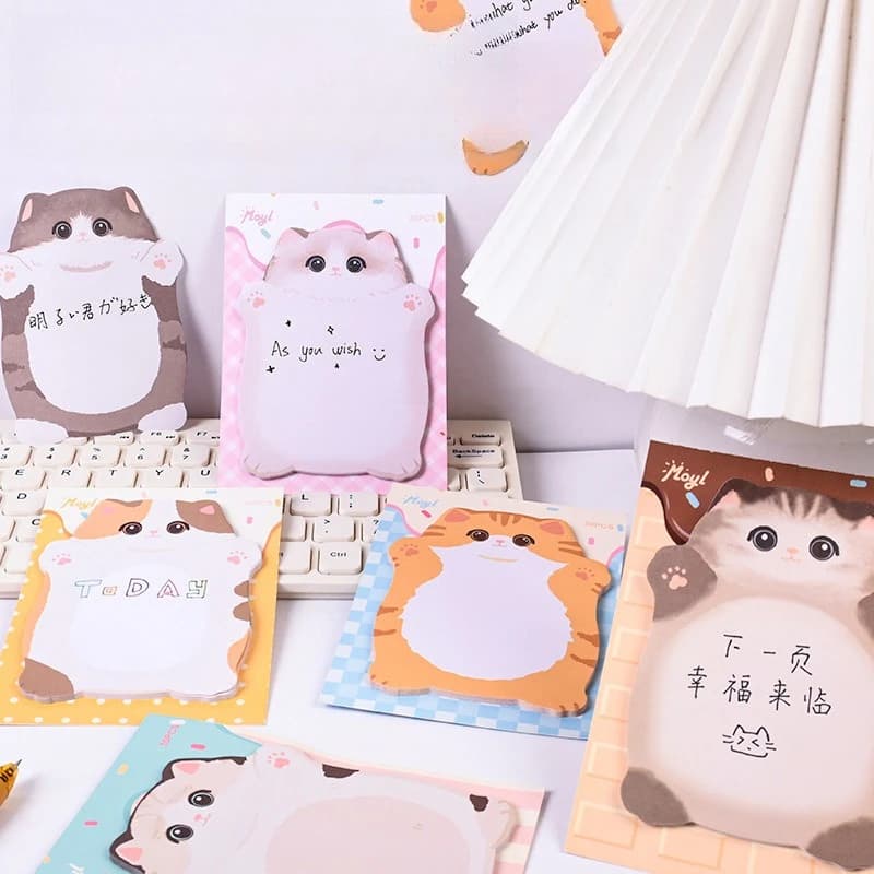 Materiale scolastico per ufficio Note adesive per animali carini Girly Heart Mark Piccolo N Times Hug Cat Memo Pad Cancelleria Kawaii Bel regalo