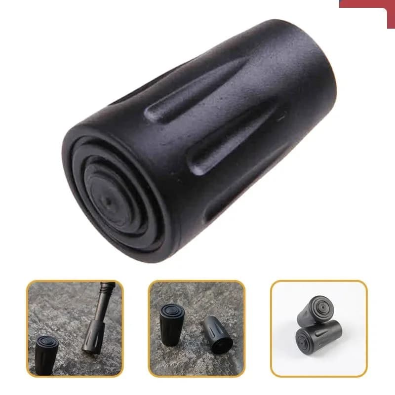 Black Rubber Protectors for Trekking Sticks, Compatible with Most Standard Sticks