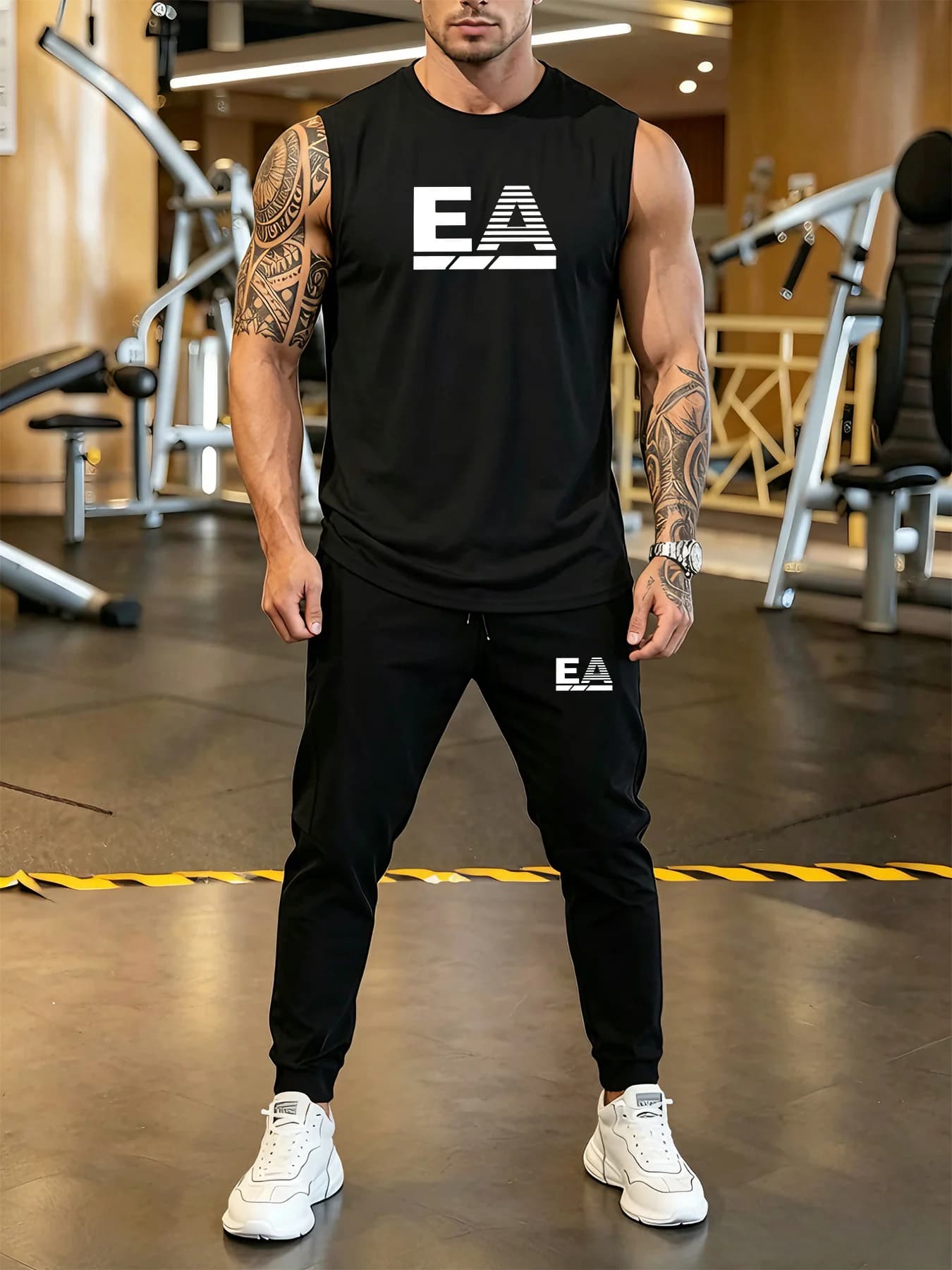 Completo Sportivo da Uomo 2026: T-shirt Girocollo e Pantaloni Stampati, Set 2 Pezzi per Casa e Tempo Libero