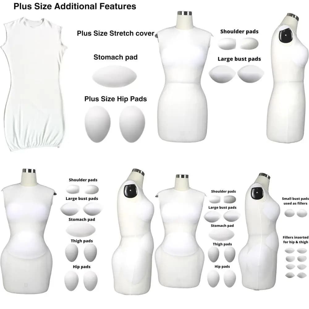 Kit di Imbottitura per Drappeggio Plus Size (24 Pezzi) - Set Regolabile per Modellatura del Corpo per Cucito e Uso con Manichino - Accessori per Drappeggio Femminile Adulto