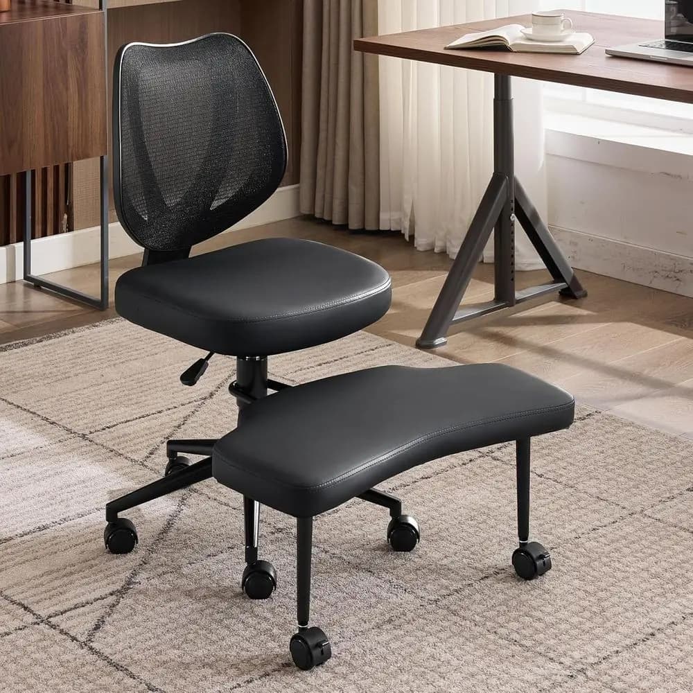 Sedia da Ufficio Ergonomica con Supporto Lombare e Rotazione a 360° ° Sedia da ufficio girevole con poggiapiedi per meditazione, yoga, lavoro da casa e ufficio