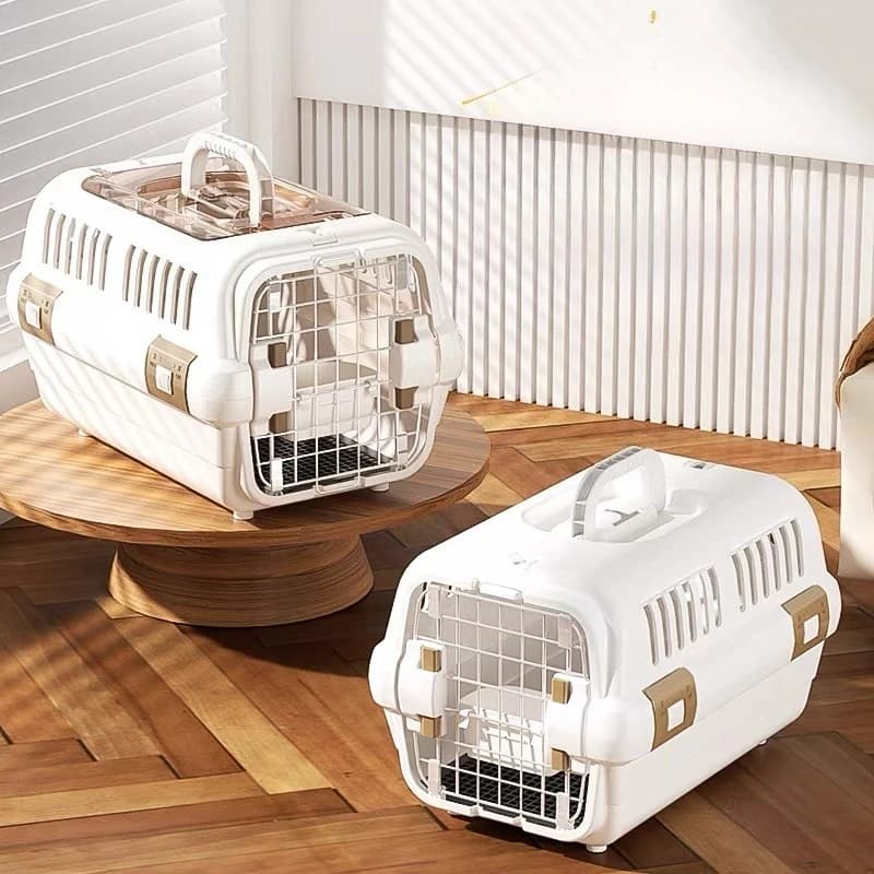 Trasportino per animali domestici di grandi dimensioni in PP, gabbia portatile universale, borsa da viaggio per esterni conforme agli standard aerei, cuccia confortevole per cani e gatti