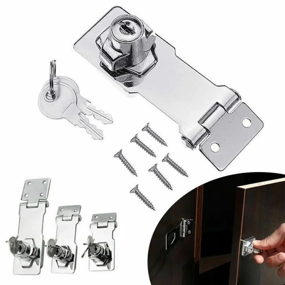 Hasp di bloccaggio per impieghi gravosi da 2.5/3/4 pollici con chiavi lucchetto cassetto dell'armadio serratura della scatola di legno Hardware di sicurezza autobloccante