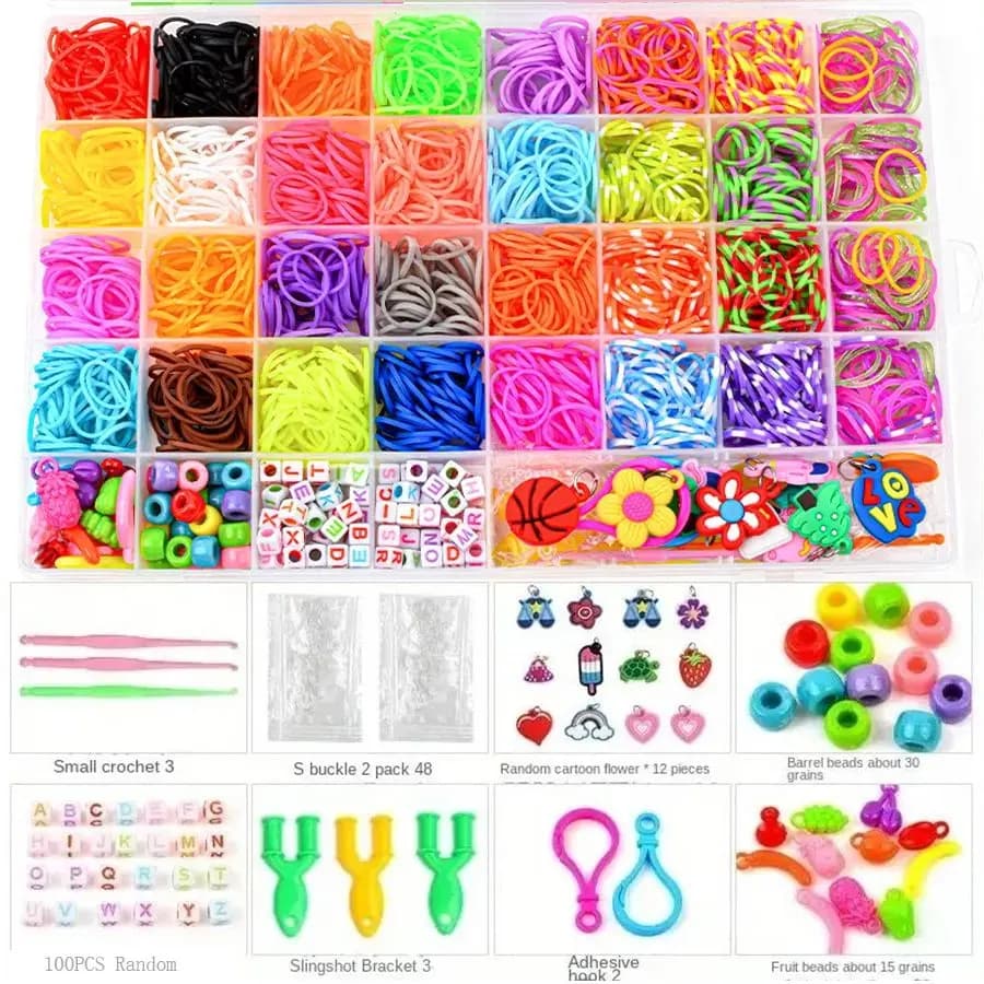 4300pcs+ 32Colour Vibrant Color Rubber Band Assortment Loom Bands- Beading Kits for Making Unique Bracelets, Bangles, and Crafts