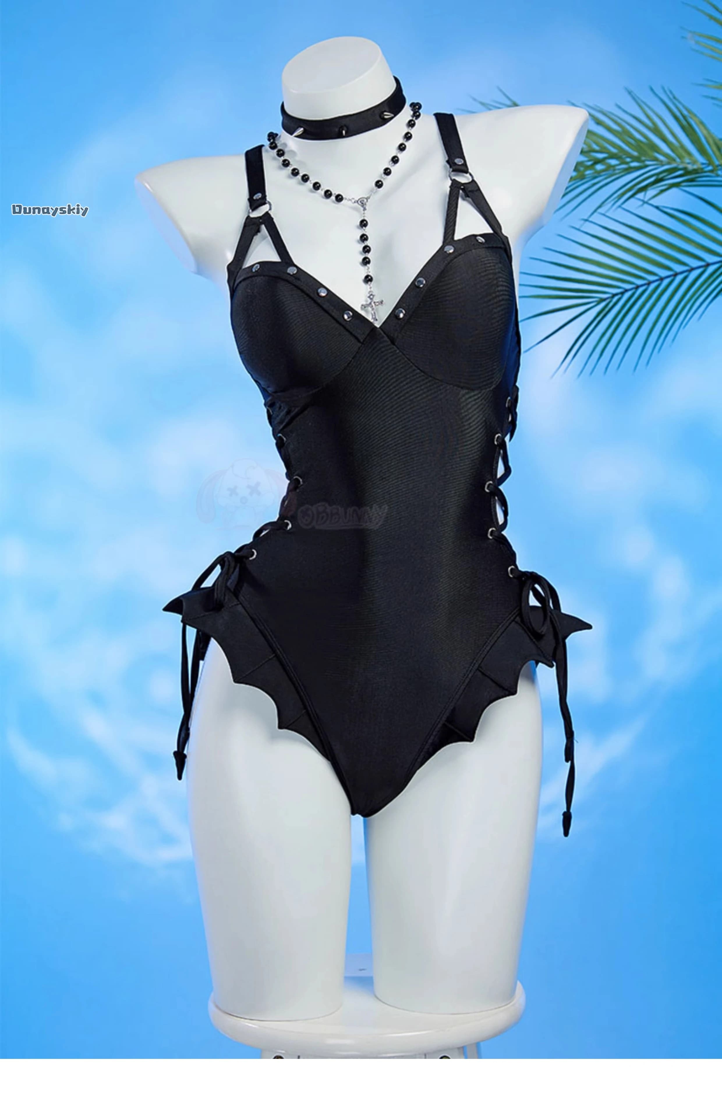 Du Ss St@Dea ThNote Misa Fanmade One-piece Swimsuit Dark Gothic Swim-friendly Cosplay Costume Anime Outfit .Jirai Kei
