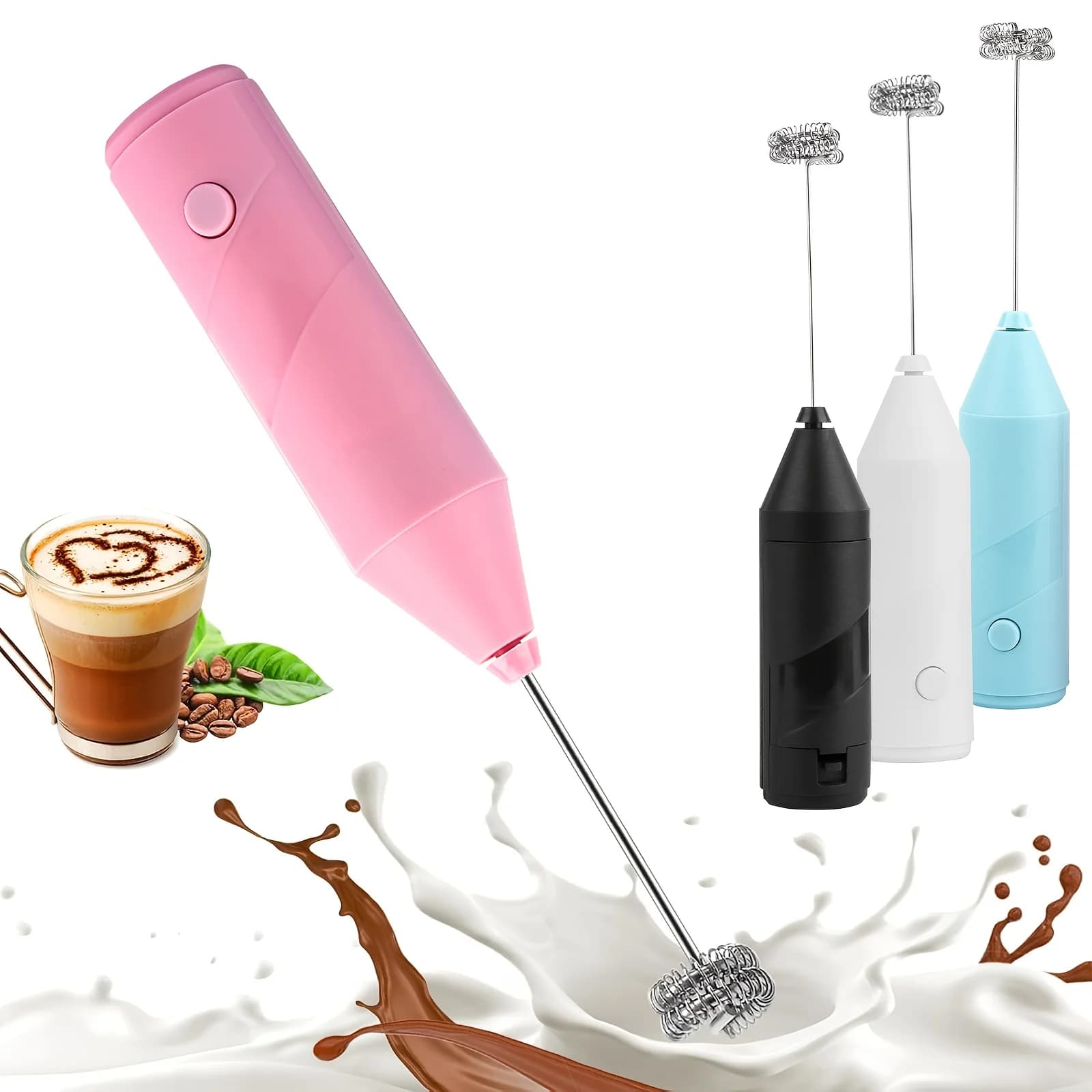 1 pack portable electric whirlpool, 4 colors | Drink mixer and blender for coffee eggs, portable kitchen gadget for latte cappuccino