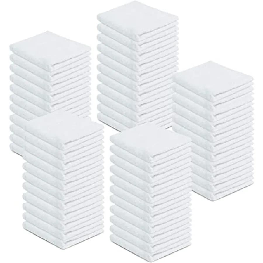Panni in spugna di cotone per pulizia, 30x30 cm, bianchi, multiuso, ad alta assorbenza, per bar e uso generico