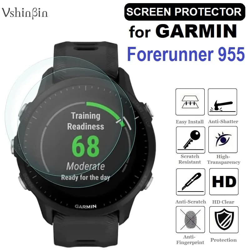 Pellicola salvaschermo 5 pezzi per Garmin Forerunner 955 Solar Smart Watch Pellicola protettiva antigraffio in vetro temperato