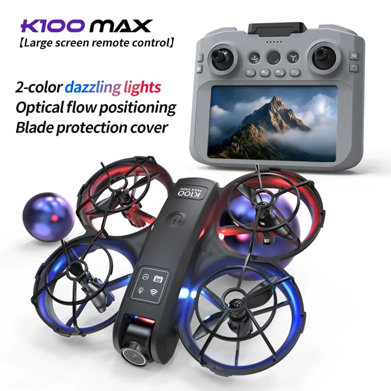 Drone RC K100 Max Mini in Offer, Professional HD camera 4K, Optical positioning, Colorful, Folding, RC square Toy for Kids