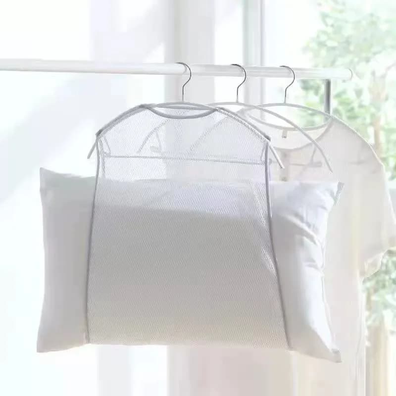 Stendino per cuscini domestici, balcone, appendiabiti antivento, borsa per rete per asciugare cuscini da esterno