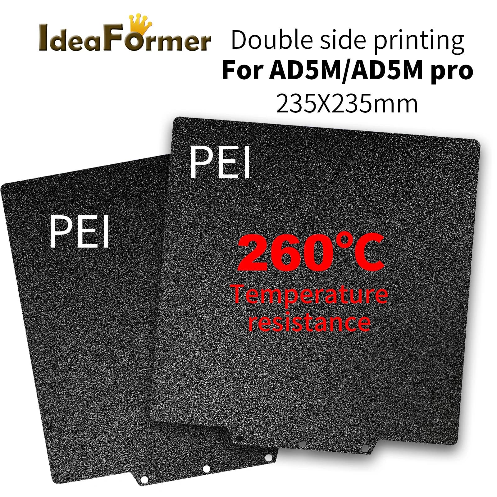 Piastra di costruzione letto PEI per AD5M/AD5M pro 235 x235mm doppio lato stampa Texture PEI lamiera di acciaio per molle