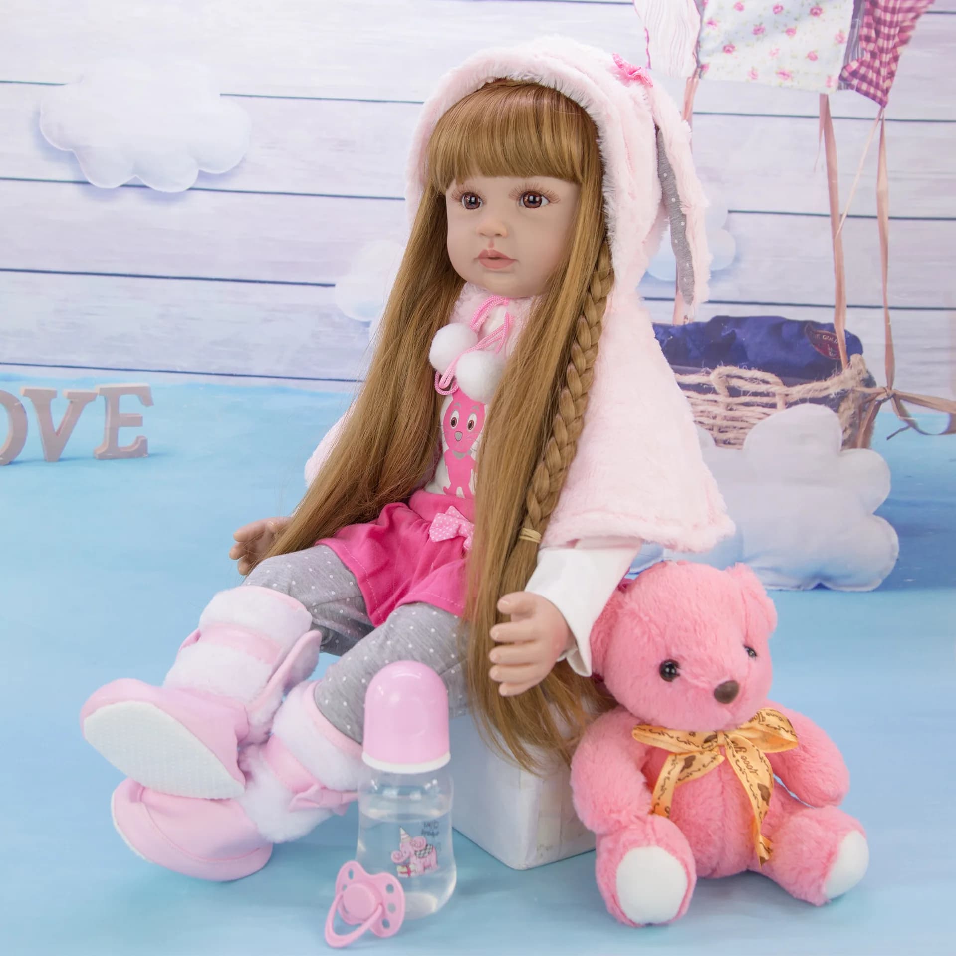 Bambole Reborn da 60cm con capelli lunghi vestite di grandi dimensioni bambino principessa vinile in Silicone adorabile Bebe Reborn Menina Girl Boy Toy