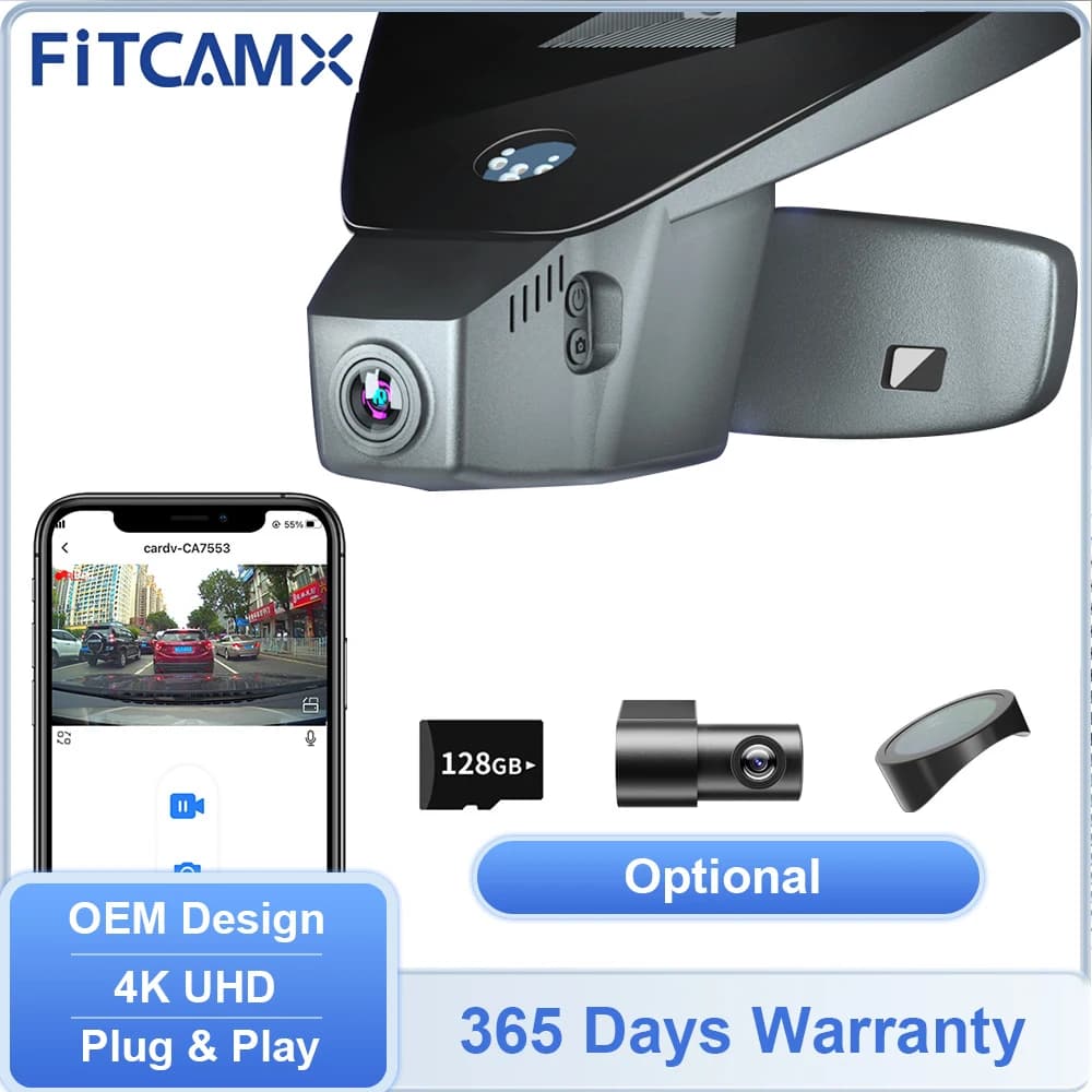 Dashcam FITCAMX per VW Passat 2016-2026, Telecamera 4K con WIFI per Transporter T6 T6.1 2015-2025 e Atlas 2018-2026