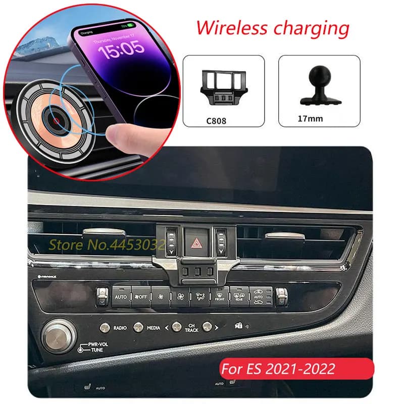 Per Lexus ES 260 300h 2021-2024 15W Auto Caricatore Senza Fili Supporto Del Telefono Girevole Staffa Magnetica Accessori di Ricarica Veloce