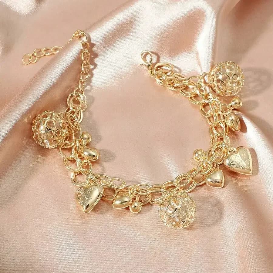 Heart Charm Bracelet for Valentine's Day Gift Jewelry for Her