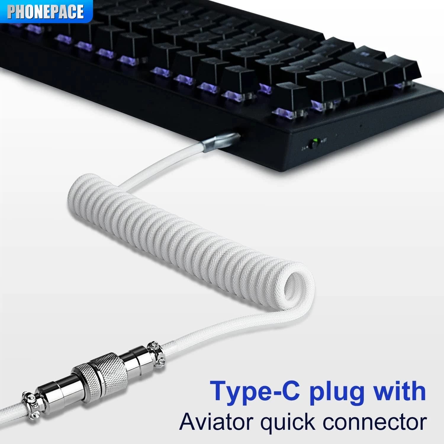 Spiral Cable for Mechanical Keyboard USB Type C Mechanical Keyboard Aviator Computer Cable Air Connector Max 3M